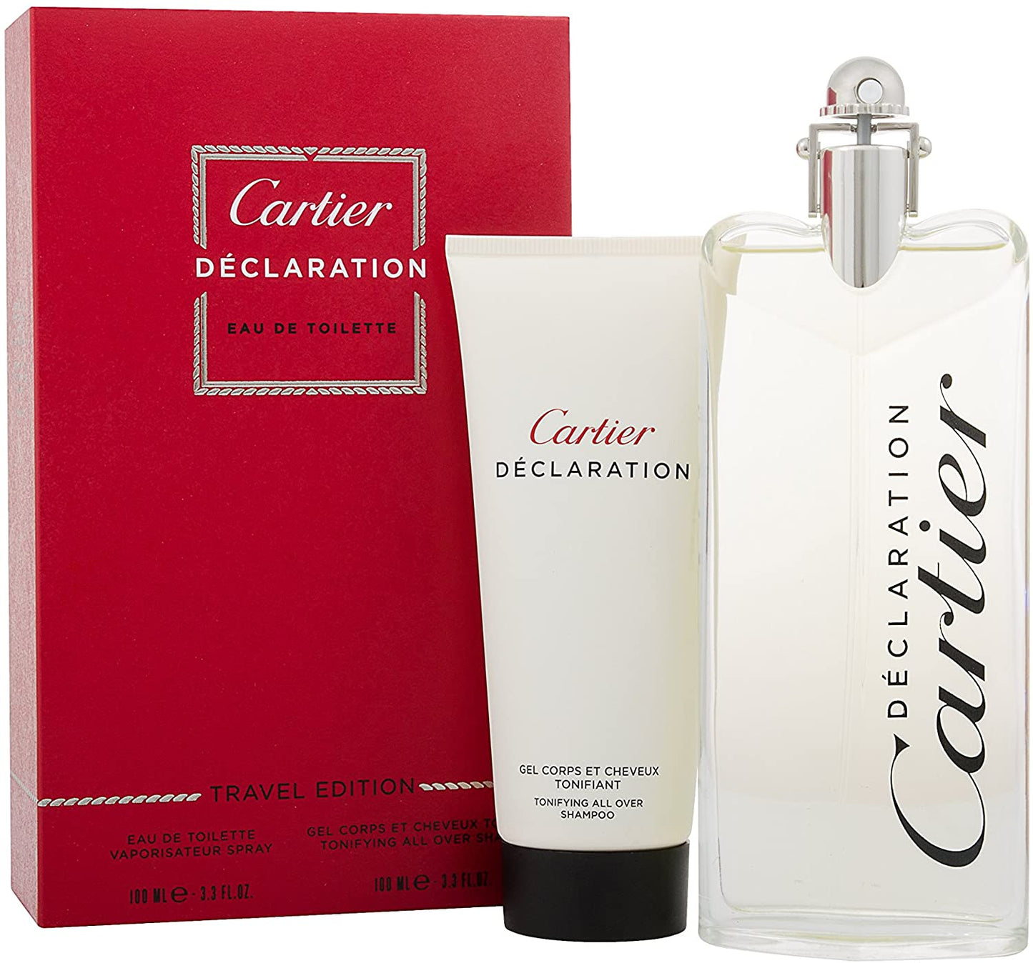 Cartier Declaration Eau de Toilette 100 ml + 100 ml tonifying All Over Shampoing gift Coffret for him,Travel Edition